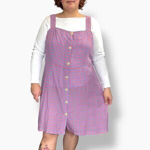 Violette by MNG pink and blue gingham sleeveless button front dress size 18 NWT